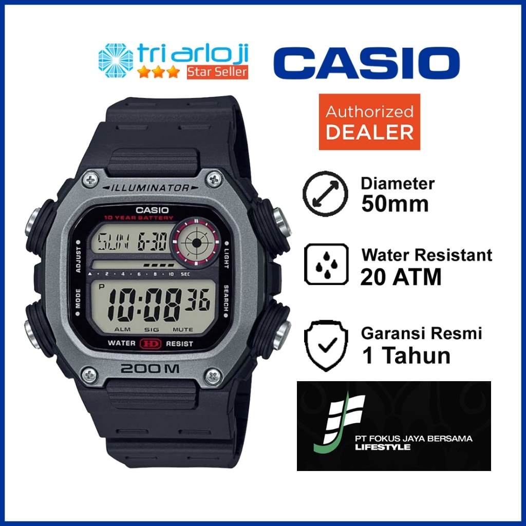 CASIO DW-291H-1AVDF Jam Tangan Pria Digital Hitam Abu DW-291H-1A DW291H