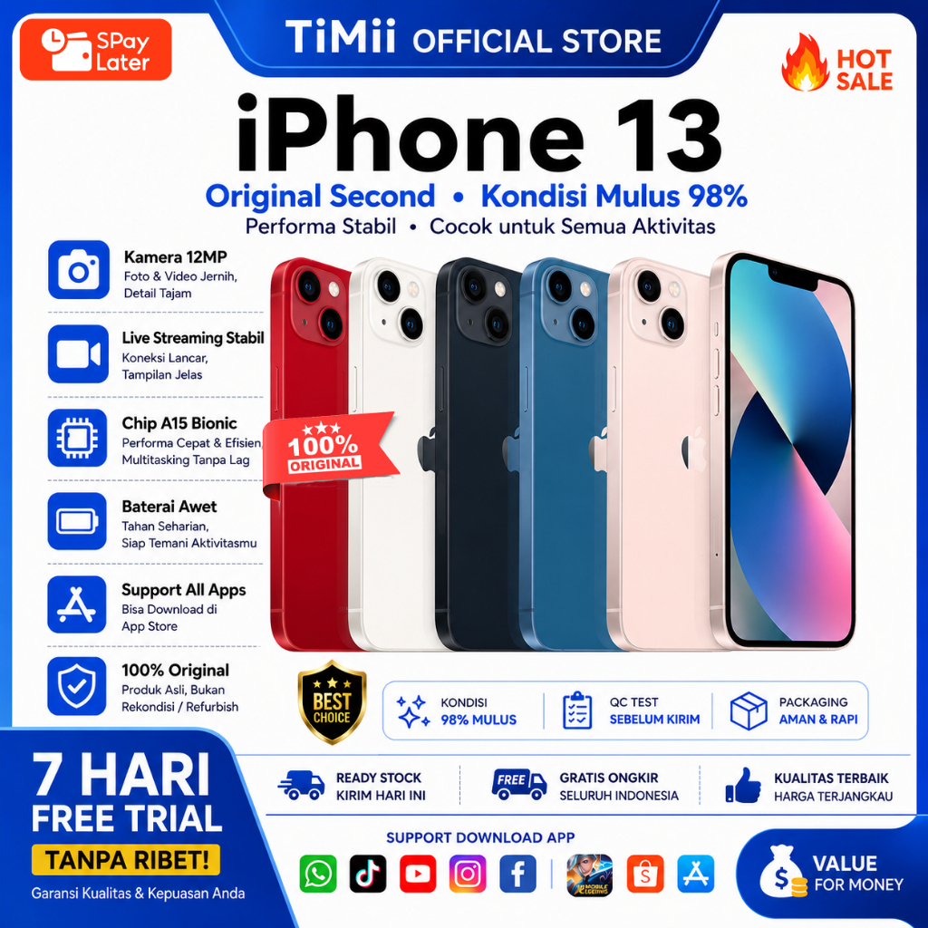 iPhone 13 128GB/256GB WiFi Only 100% Original Second Game Edition HP Gaming Live Streaming