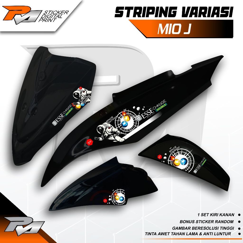STRIPING VARIASI YAMAHA MIO J STICKER MOTIF ESE CHANGE DOUBLE STICKER TERBAR KEREN SIMPLE