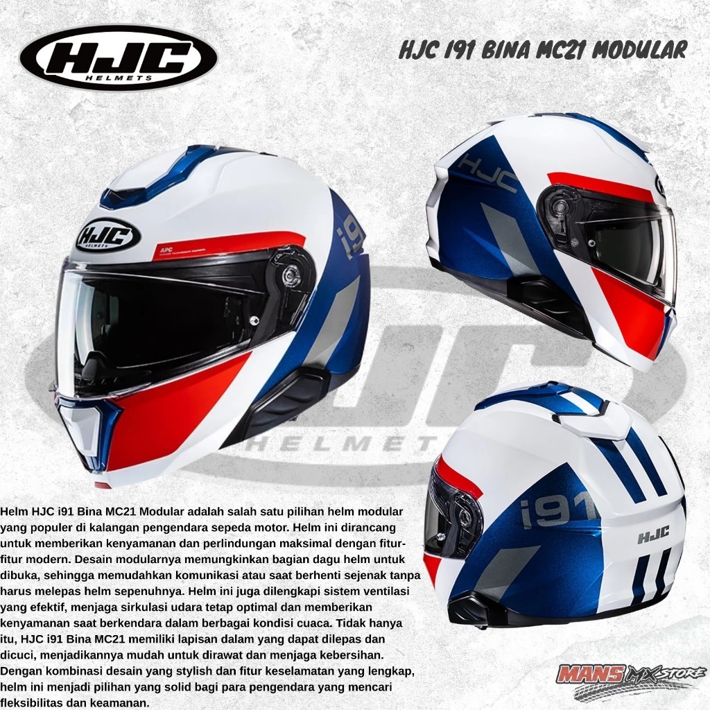 HJC I91 BINA MC21 FULL FACE MODULAR HELM HJC MODULAR ORIGINAL