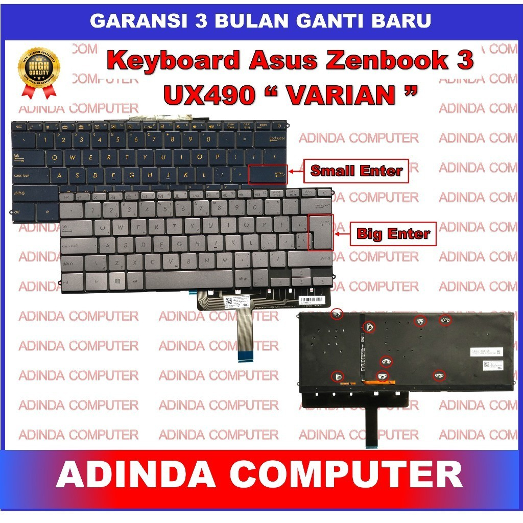 Keyboard Asus ZenBook 3 Deluxe UX490 UX490CA UX490U UX490UA UX490UAK UX490UAR Silver