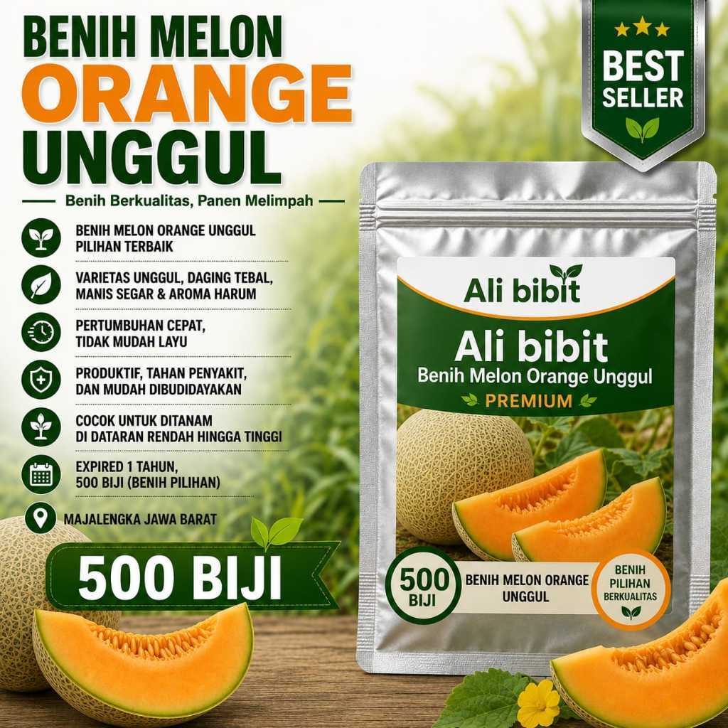 ( 500 Butir) Benih Biji unggul Melon Orange | Bibit Biji Melon Orange