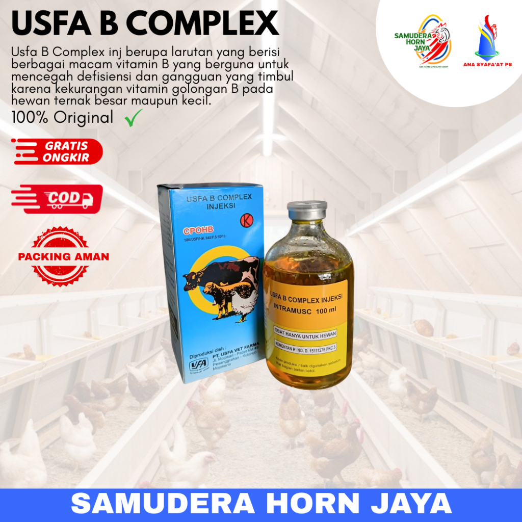 USFA B Complex Injeksi 100ml Mencegah Defisiensi Vitamin B Hewan Ternak