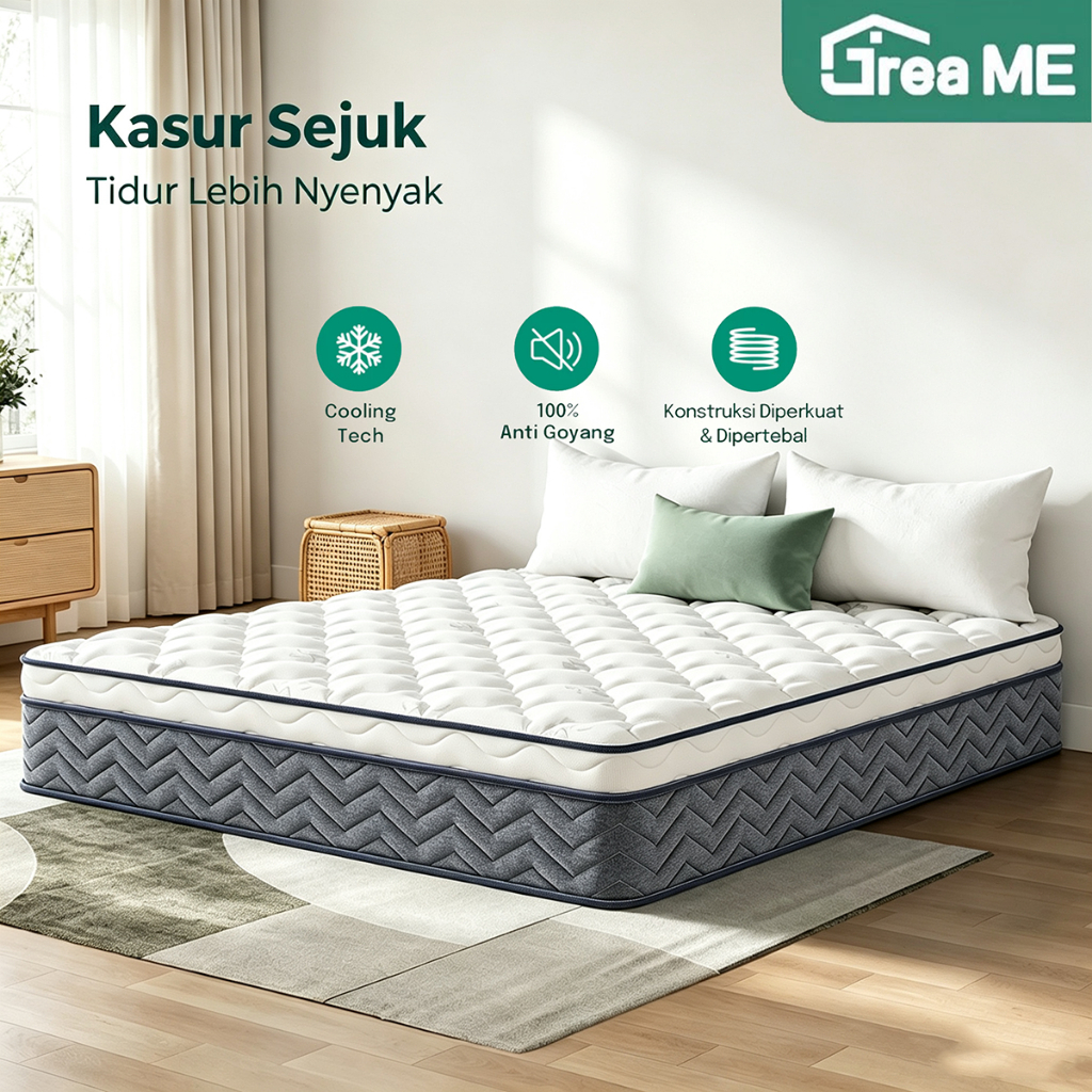 Gratis Bantal Kasur Springbed 20/26/30cm Pocket Spring Independen Tidak Berisik Anti Debu Sangat Emp