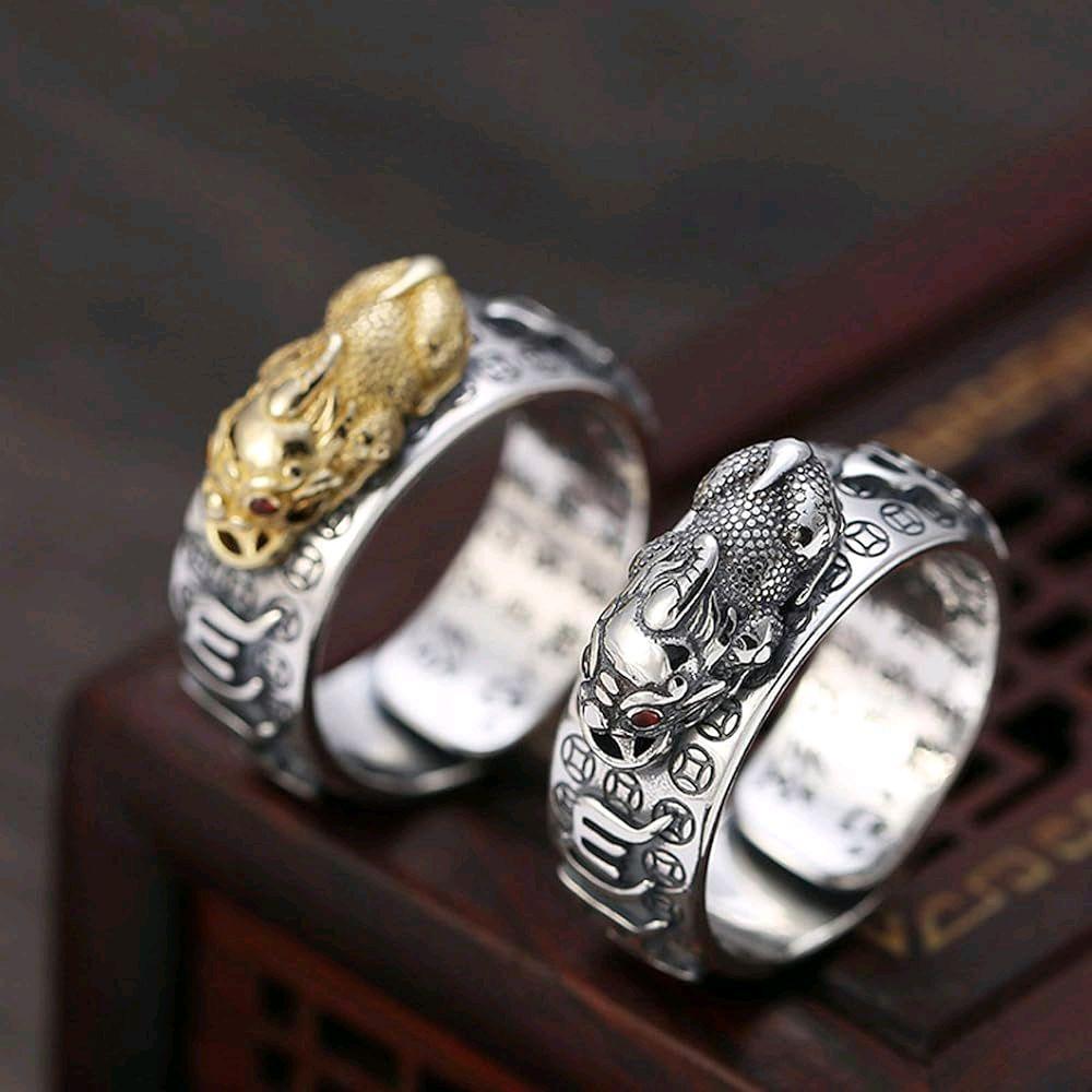 Cincin Pixiu Vintage / Cincin Keberuntungan Cewe Cowo / Cincin Pixiu Full Silver