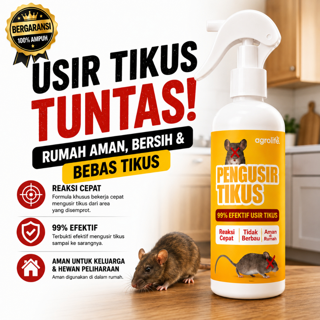 AGROLIFE Semprotan Anti Tikus Super Ampuh | Semprotan Anti Tikus Rumah dan Untuk Mobil | Bau Usir Ti