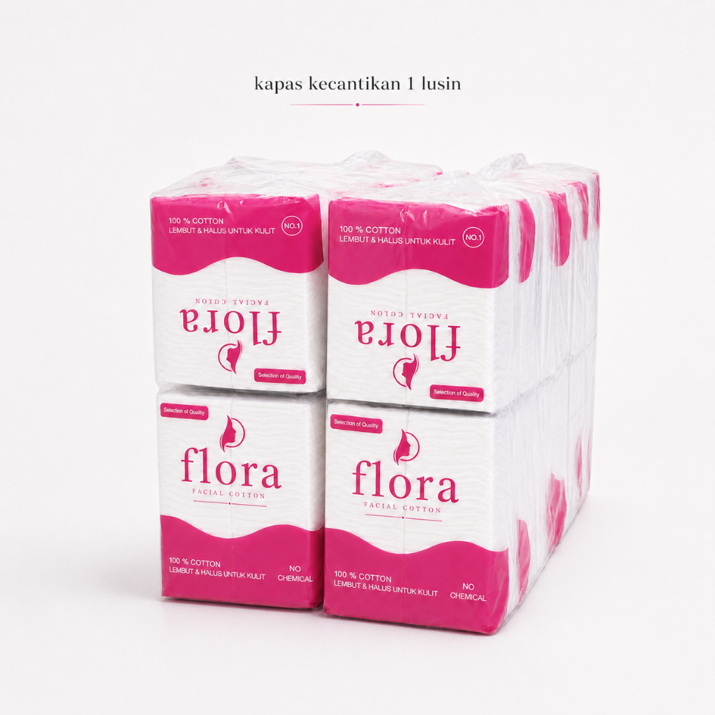 Kapas Kecantikan Flora 1 Lusin Kapas Makeup 35 Gr Pembersih Wajah Isi 12 Pcs / Kapas Selection