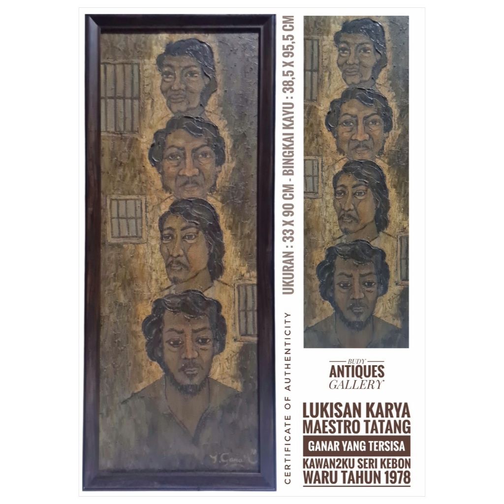 Lukisan Aku Dan Kawan2ku Karya Pelukis Maestro Tatang Ganar Tahun 1978 Bersertifikat