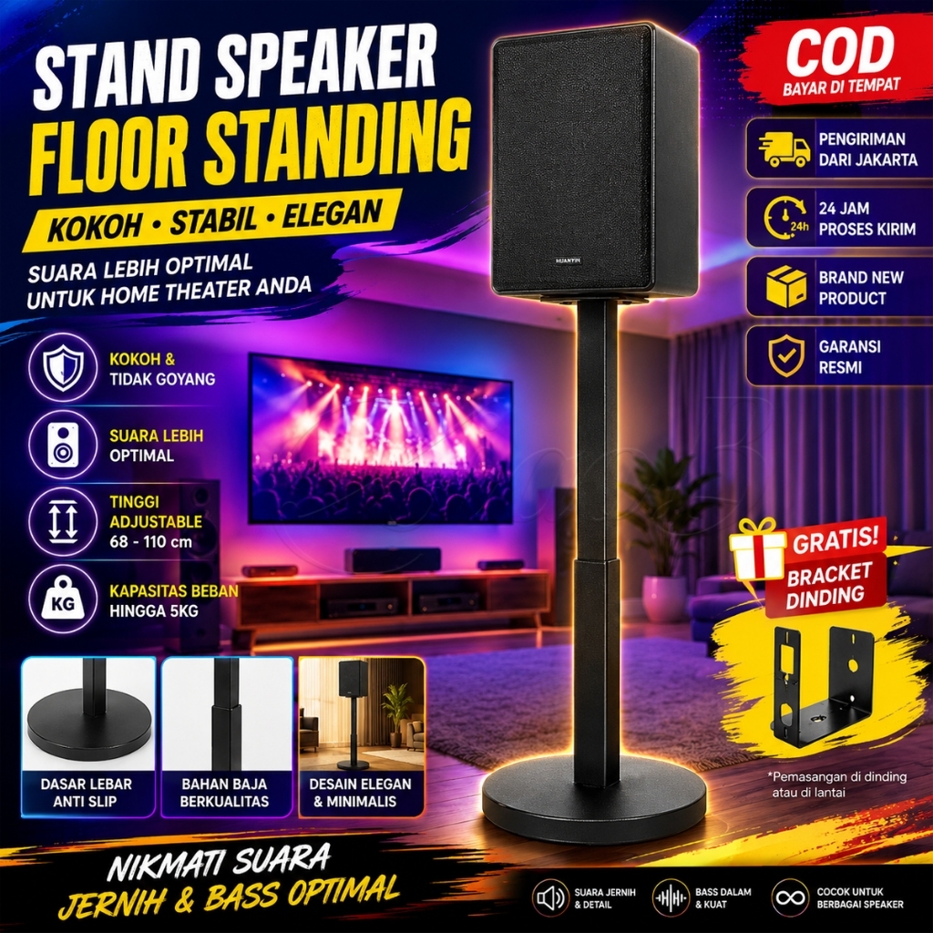 Penyangga Speaker Belakang Dudukan Lantai Samsung 1Pair 2Pcs Tinggi 80-150cm Adjustable Tripod untuk