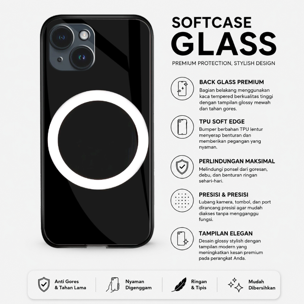 Sofcase Glass Kaca Motif ALL TYPE IPHONE Terbaru - Casing handphone - Casing motif IPHONE - Casing a