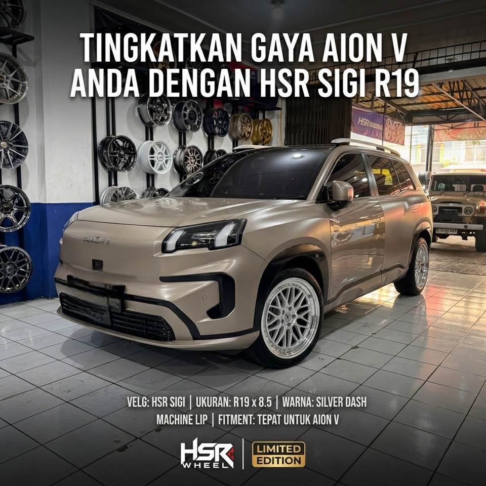 JUAL VELG MOBIL R19 AION V, CHERY J6, OMODA RING 19 HSR SIGI SILVER | toko velg VIP AUTOSTYLE