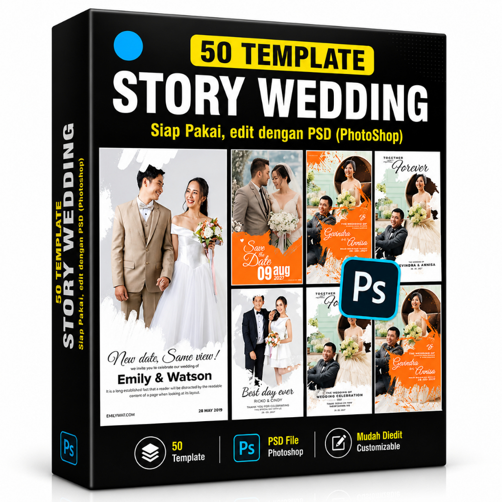 50 Instagram wedding stories PSD Photoshop Siap Edit