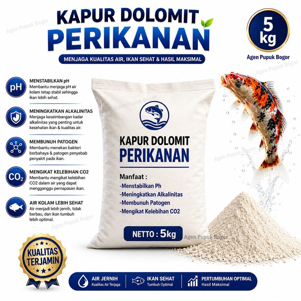 Kapur Dolomit Perikanan 5 Kg Untuk Meningkatkan Ph Air Pada Kolam Ikan