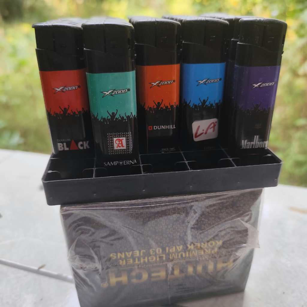 Korek Gas Murah Magnet / Bara Polos Motif Logo Anti Angin Korek Api Bara