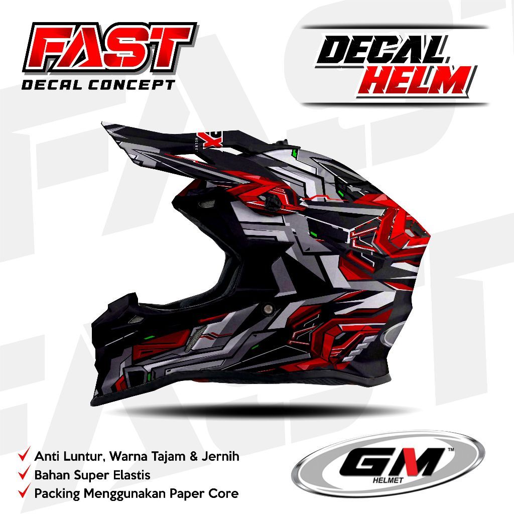 Decal stiker helm GM Cross Full face Motif  Gundam VLL Racing Livery HELM GM Design Sticker Helm Ant