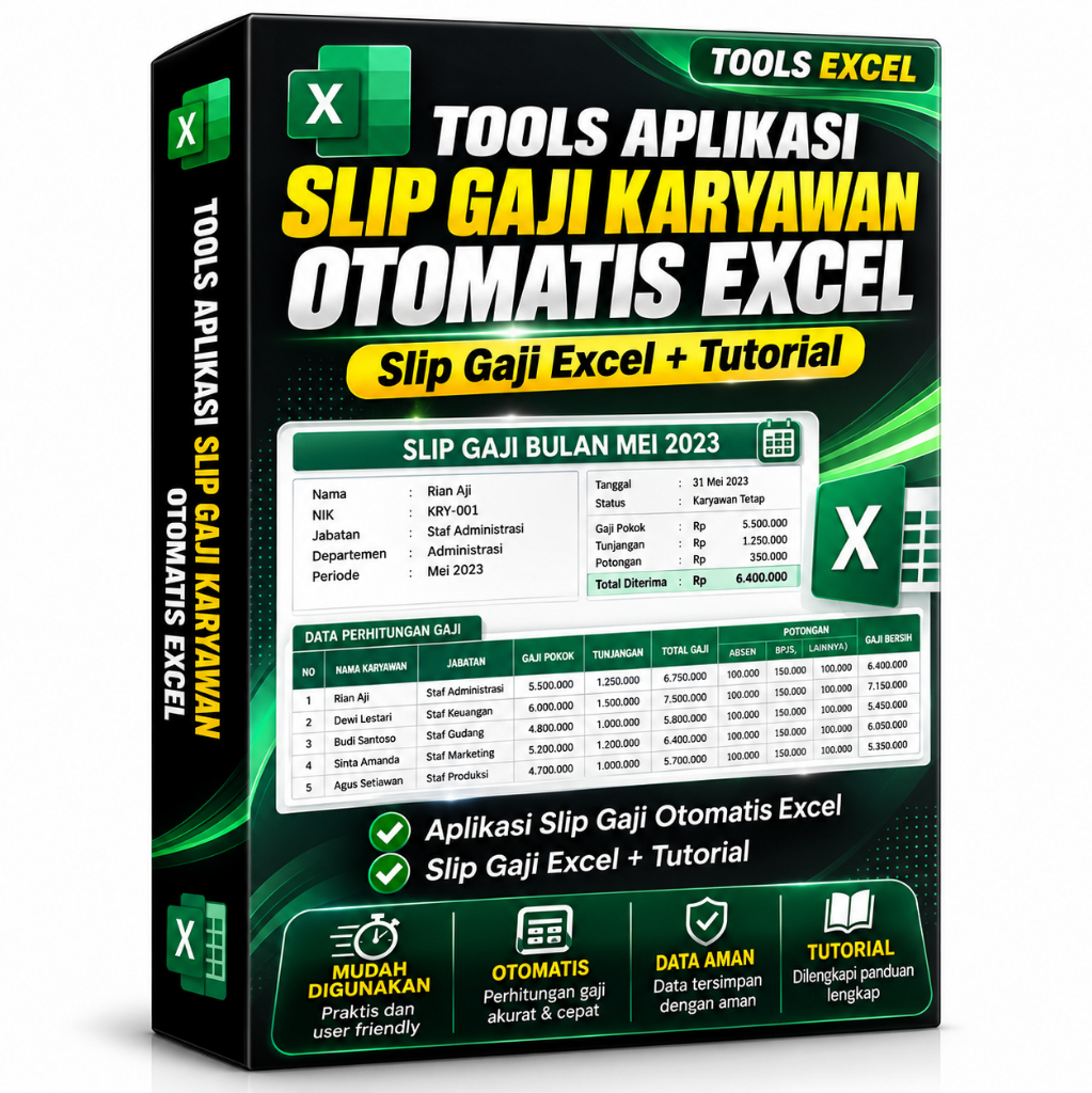 Tools Aplikasi Slip Gaji Karyawan Otomatis Excel - Slip Gaji Excel + Tutorial