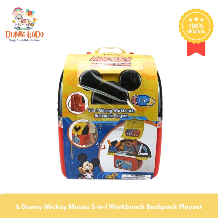 Disney Mickey Mouse Tools Backpack / 2 in 1 Workbench Backpack Playset,