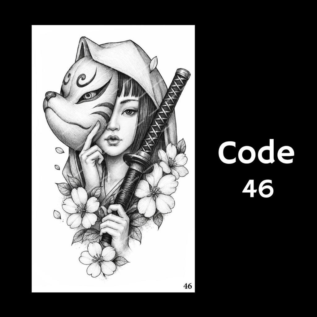 Sticker tattoo temporary semi permanent anti air motif 46