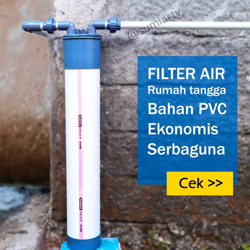 Housing Filter Saringan Air sumur kapasitas Besar, 1 Meter, Bahan PVC 4 inci