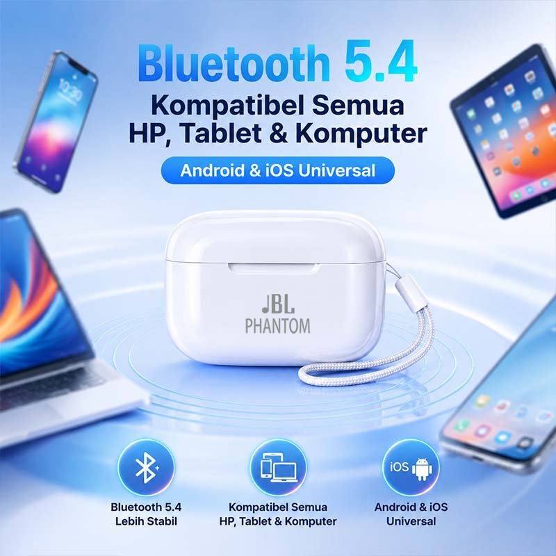 BESTPROMO JBL Phantom TWS Original 100% True Wireless TWS Earbuds Bluetooth 5.3 HiFi Sound Touch