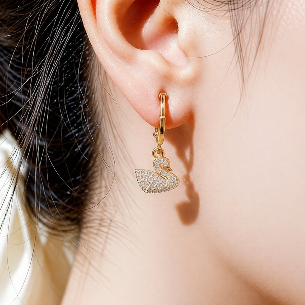 Anting Wanita / Giwang Wanita Angsa Full Zirconia Gold