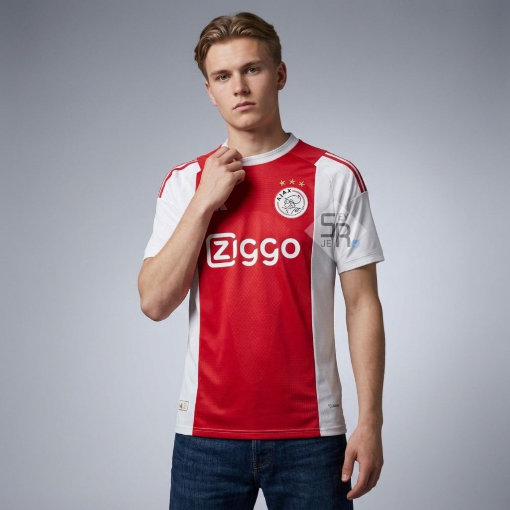 Jersey Bola Merah Full Patch Eredivisie dengan Sablon Nama dan Nomor Punggung