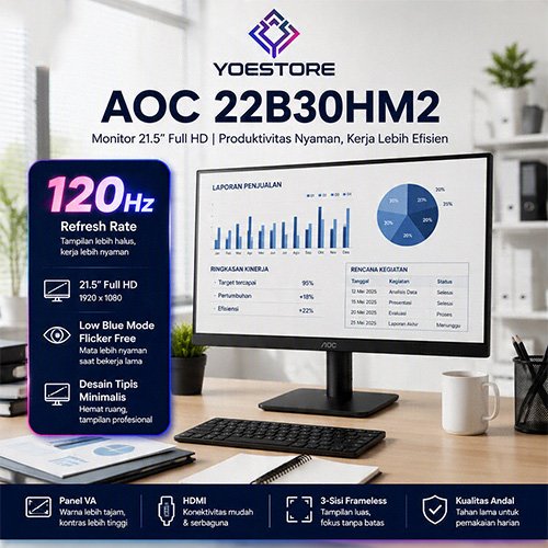 AOC MONITOR 22B30HM2/70 21.5” FHD VA display 120Hz OC