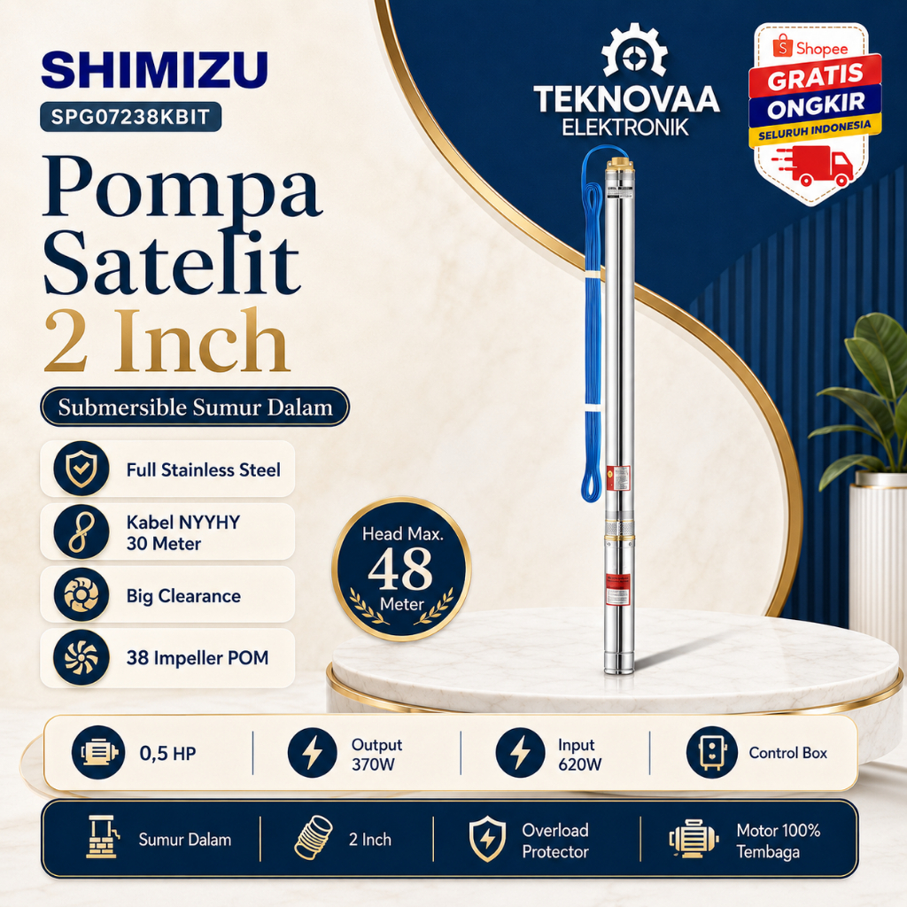 SHIMIZU POMPA SUBMERSIBLE SPG 07238 K BIT 2 inch 1/2 hp/SPG-07238KBIT/SPG 07238KBIT/SHIMIZU POMPA AR