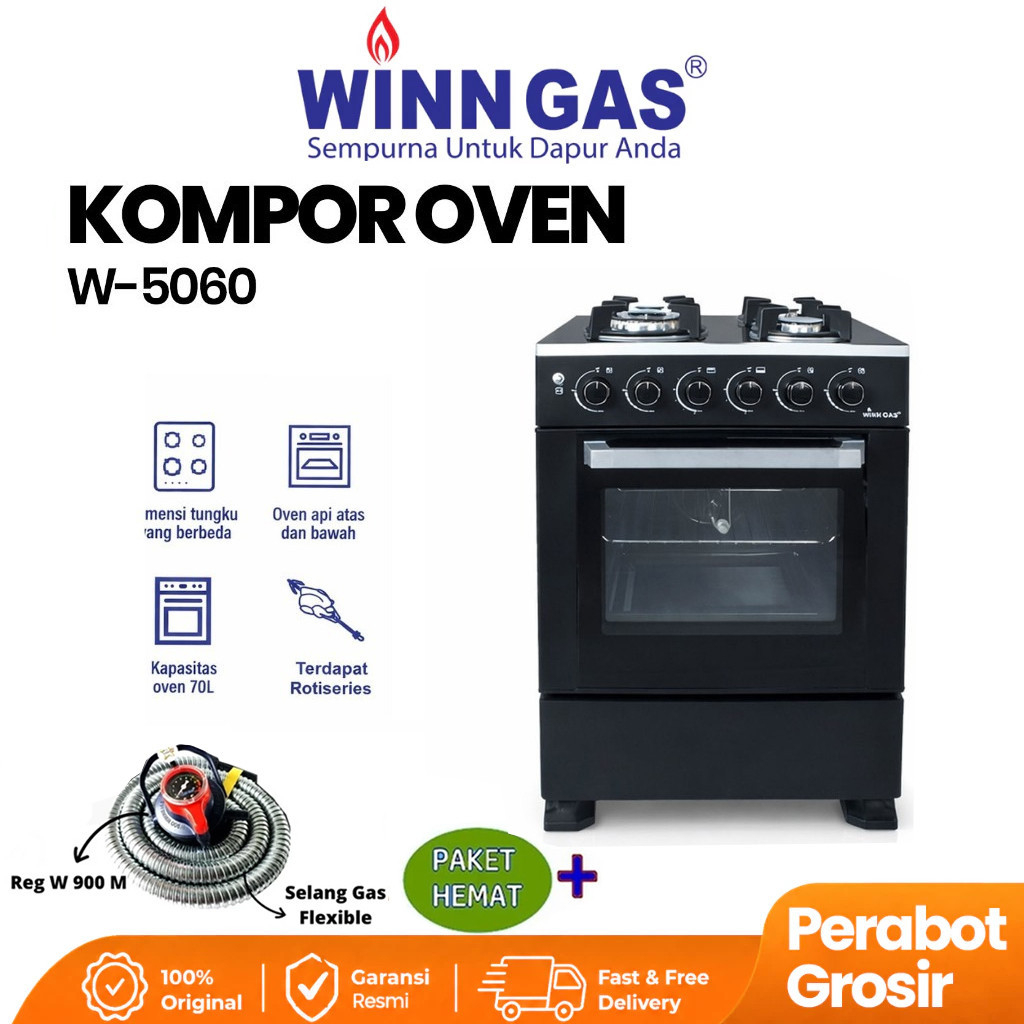 Winn Gas Kompor Gas Free Standing 4 tungku + Oven W 5060A