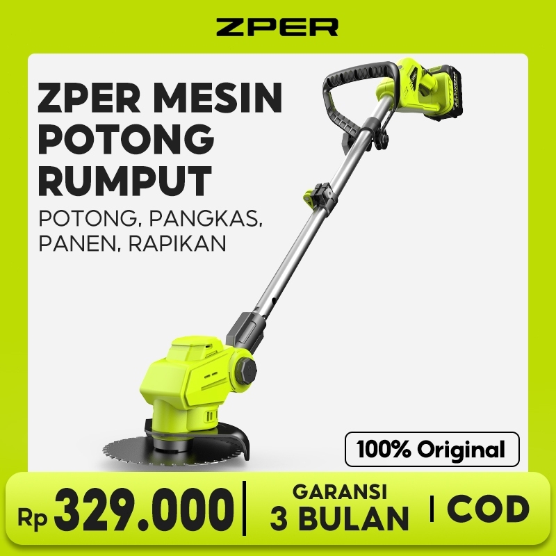 ZACK x ZPER Mesin Potong Rumput Baterai portable alat pemotong rumput Listrik - Tanpa Ribet Baterai 