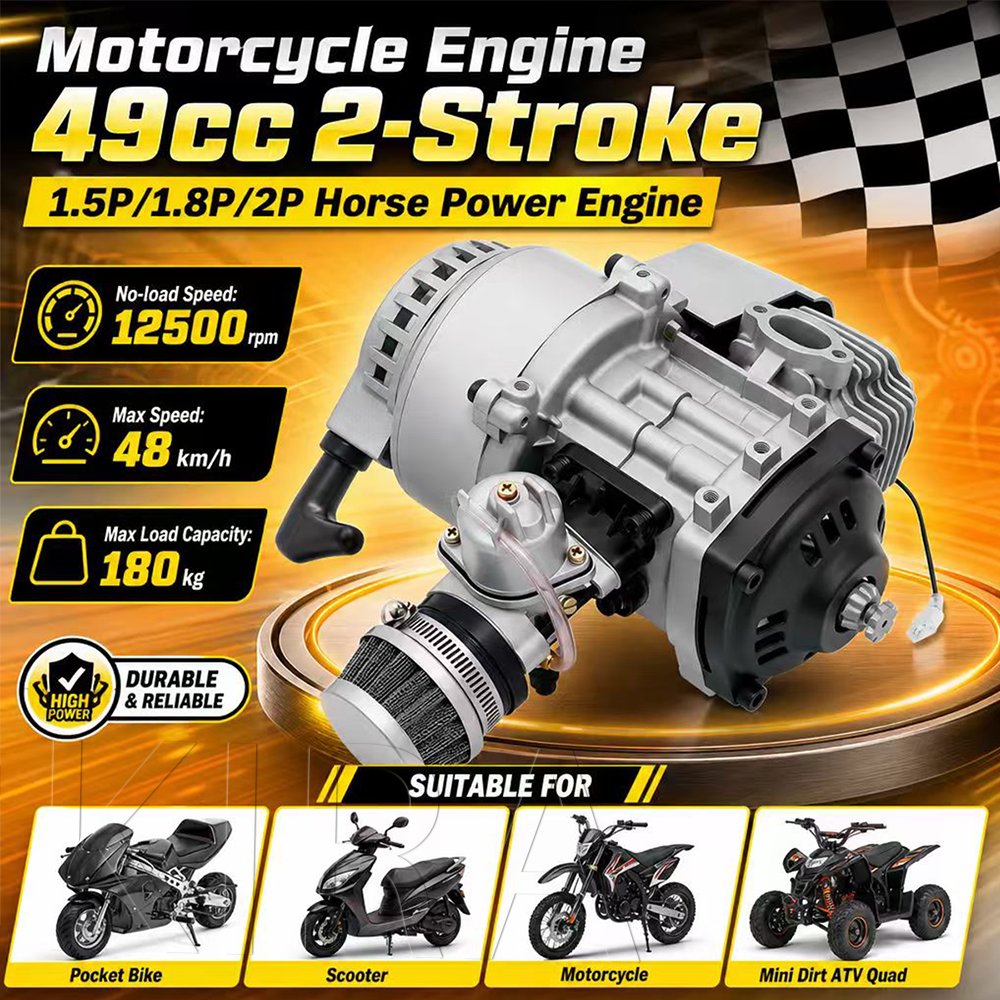 Mesin Motor Trail Mini 49cc 2 Tak Engine ATV Mini Starter Tarik Karburator Mesin Sepeda Motor Saku 2