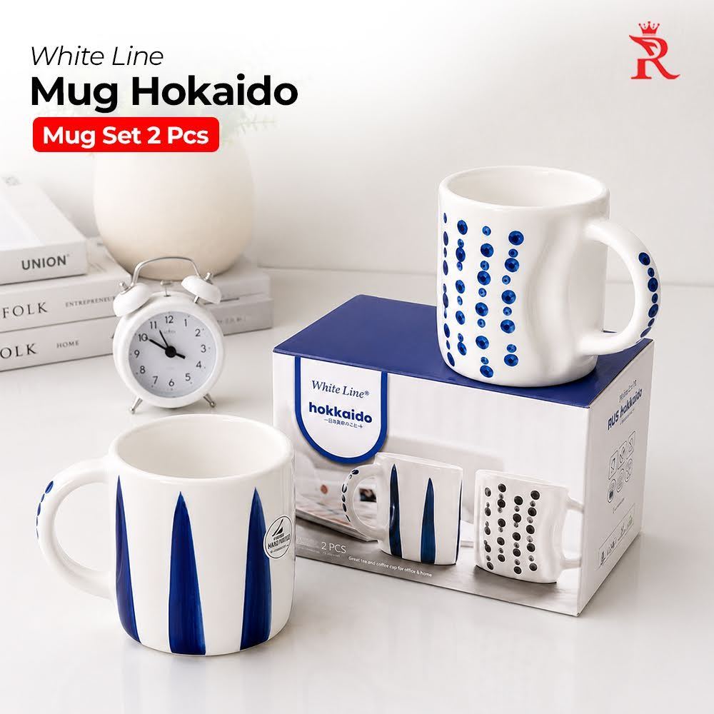Mug Kembar Hokaido Mug Souver Set Mug Keramik 250 ml White Line
