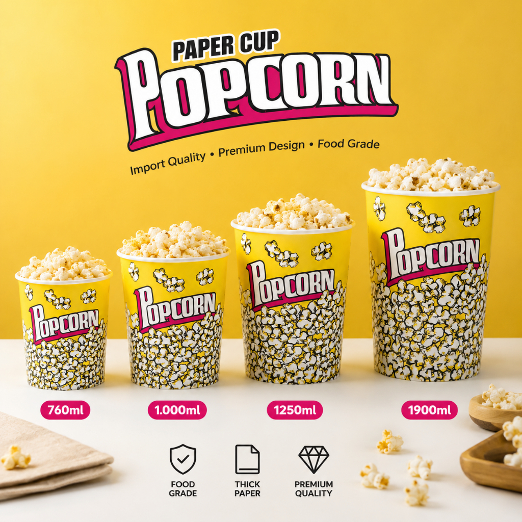 Paper Cup Popcorn Wadah Popcorn Cemilan Food Paper