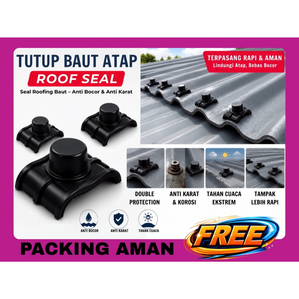 Tutup Baut Roofing Cap Dop atap spandek isi 50 pcs - Penutup Baut Roofing Plastik Pelindung Kuat Tah