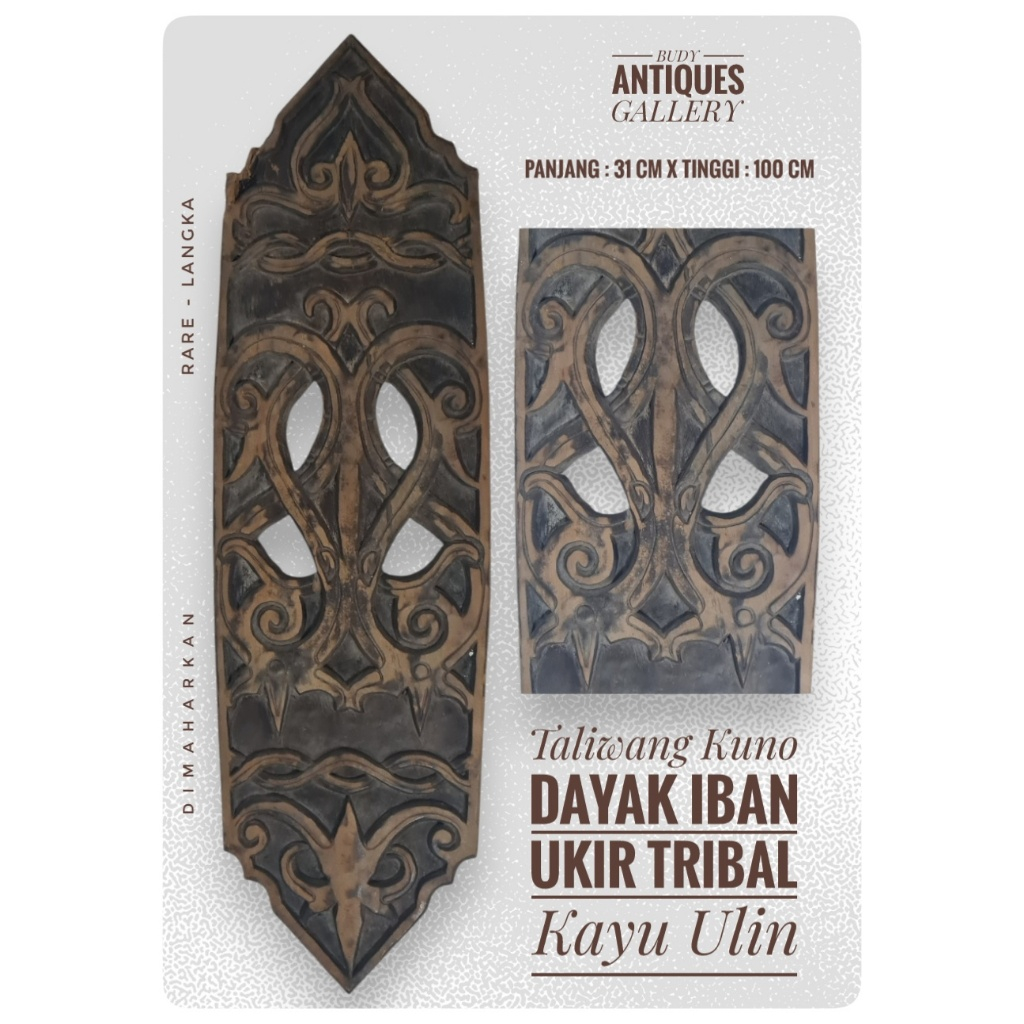 Langka Pajangan Dinding Taliwang Kuno Warrior Suku Dayak Iban Ukir Tribal