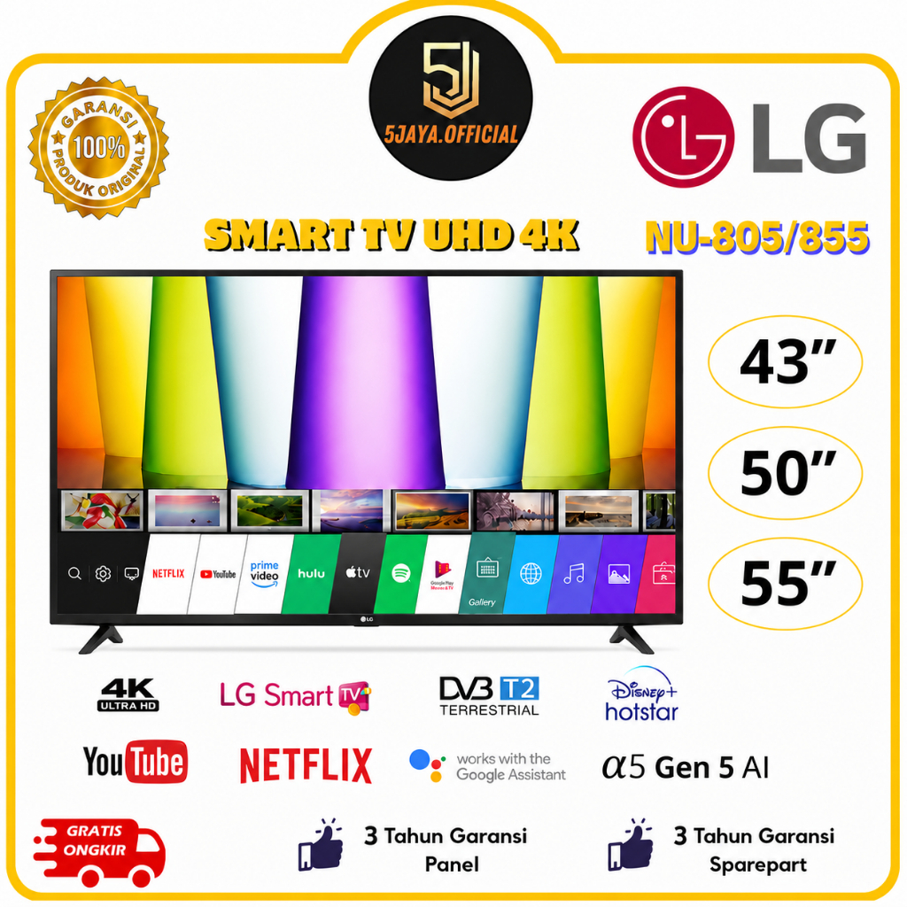 TV LED LG Smart TV UHD 4K 65INCH / 75 INCH / 85 INCH - 65NU805 / 75NU805 / 85NU805