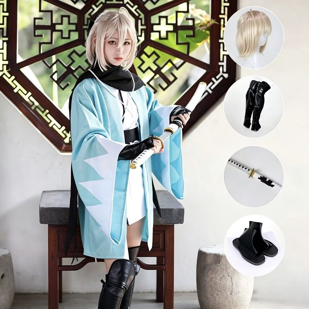 Anime Game Outfit Fate Grand Order Costume Okita Souji Saber Cosplay FGO Third Ascension Kimono Stag