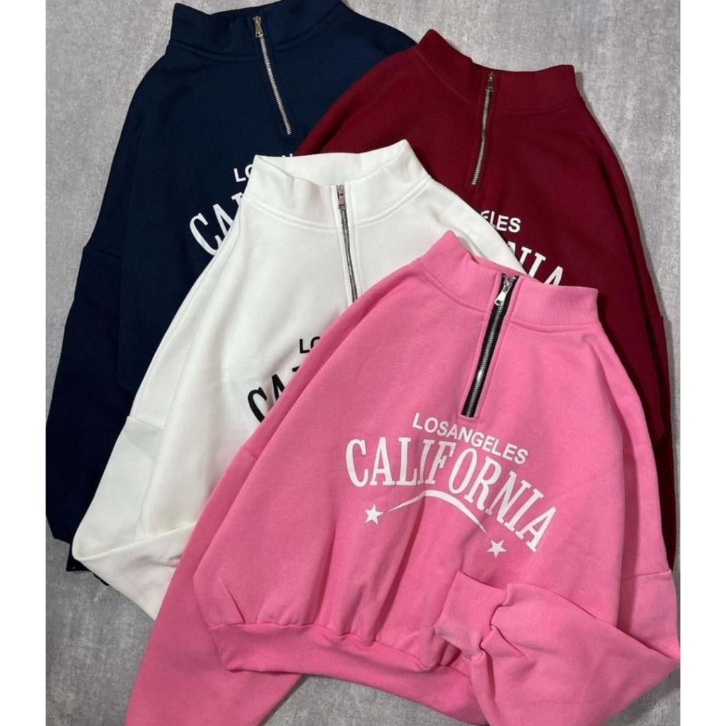 Byshanel - jaket Hoodie HALF ZIP CALIFORNIA PREMIUM hudi hodie sweater atasan Oversize bigsize jumbo