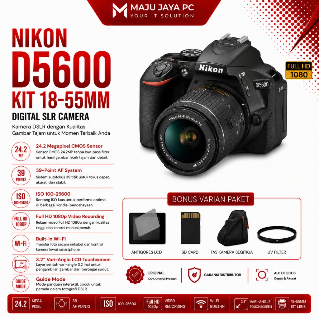 NIKON D5600 KIT 18-55MM / KAMERA NIKON D5600 BARU ORIGINAL