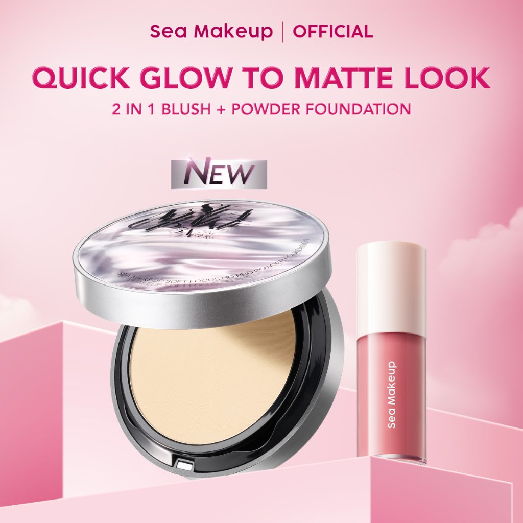 [NEW LAUNCH] Sea Makeup Quick Glow to Matte Look 2in1 Bedak Foundation + Liquid Blush On – Powder Fo