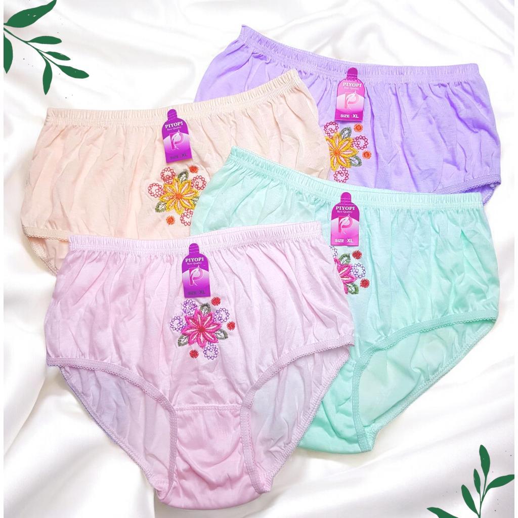 6 Pcs & 12 Pcs Celana Dalam Wanita Bordir Bunga 4L 3L XL L CD Wanita Ibu Hamil Jumbo Big Size Elasti