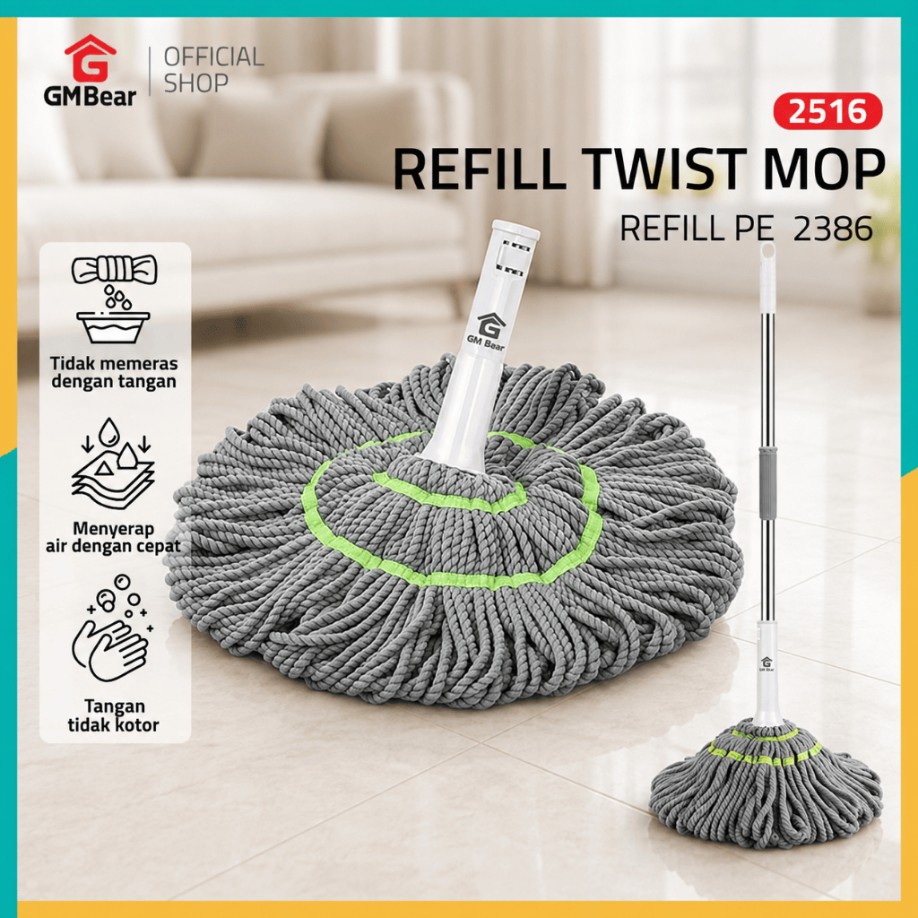 GM Bear Refill Twist Mop 2516 - Refill Kain Twist Mop 2386 Kain Pel Lantai