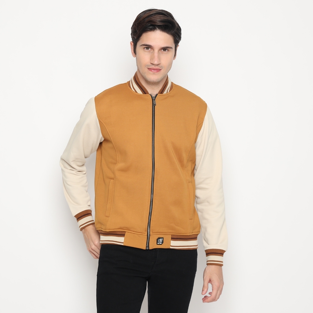 d&f CVC  Jaket Bomber cut & swen pria - Cream