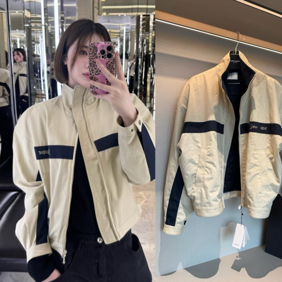 2026YVES jacket Wanita Mewah SAINT Color blocking windproof jacket Suitable for all seasons lady