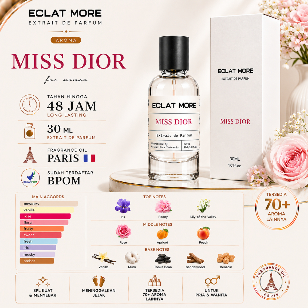 ECLAT MORE — C Miss Dior, Extrait de Parfum 30ML | Parfum Pria Wanita Unisex Premium Tahan Lama Insp