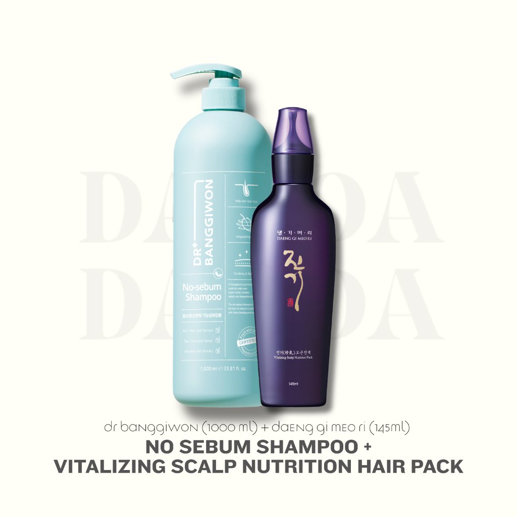 DAMOA - No Sebum Shampoo 1000ml + Vitalizing Nutrtion Hair Pack 145ml - Shampoo anti lepek dan bermi
