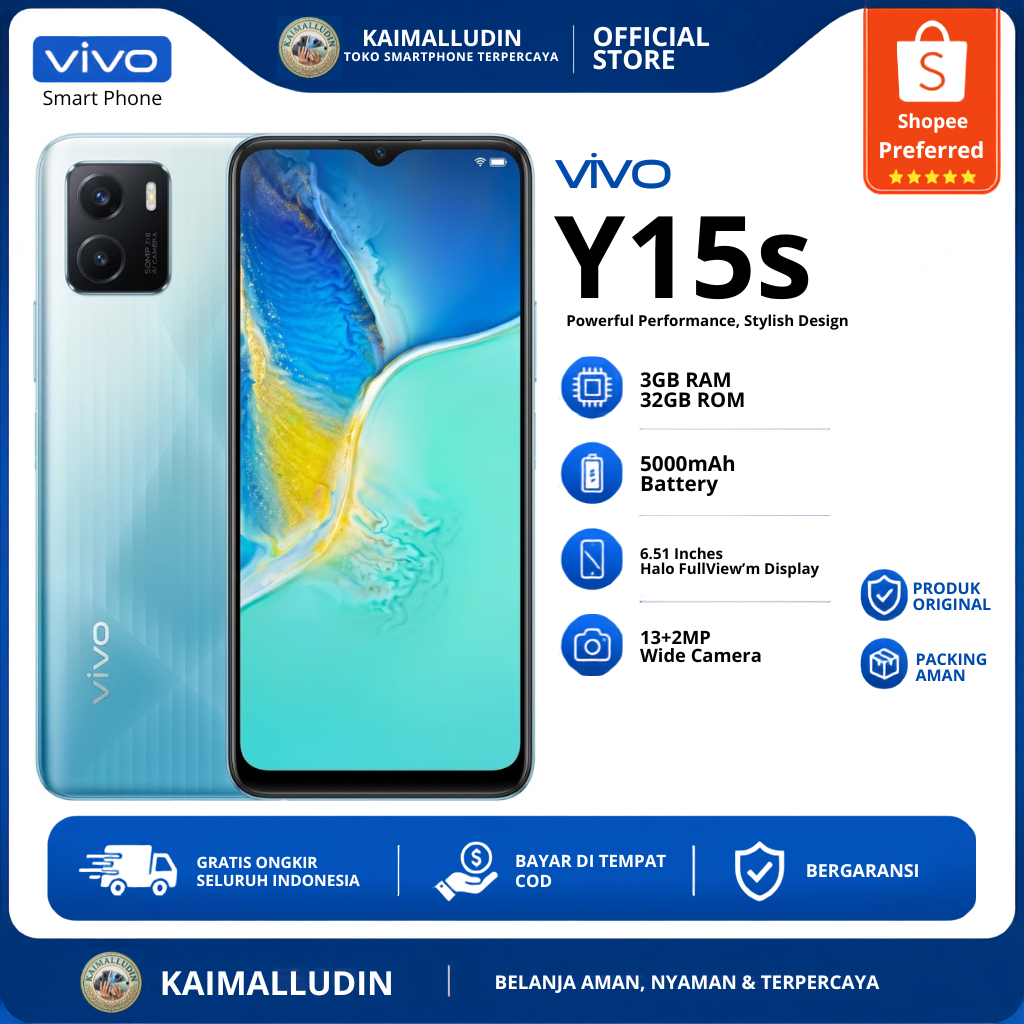 VIVO Y15s HP Second normal siap pakai RAM 3/32GB