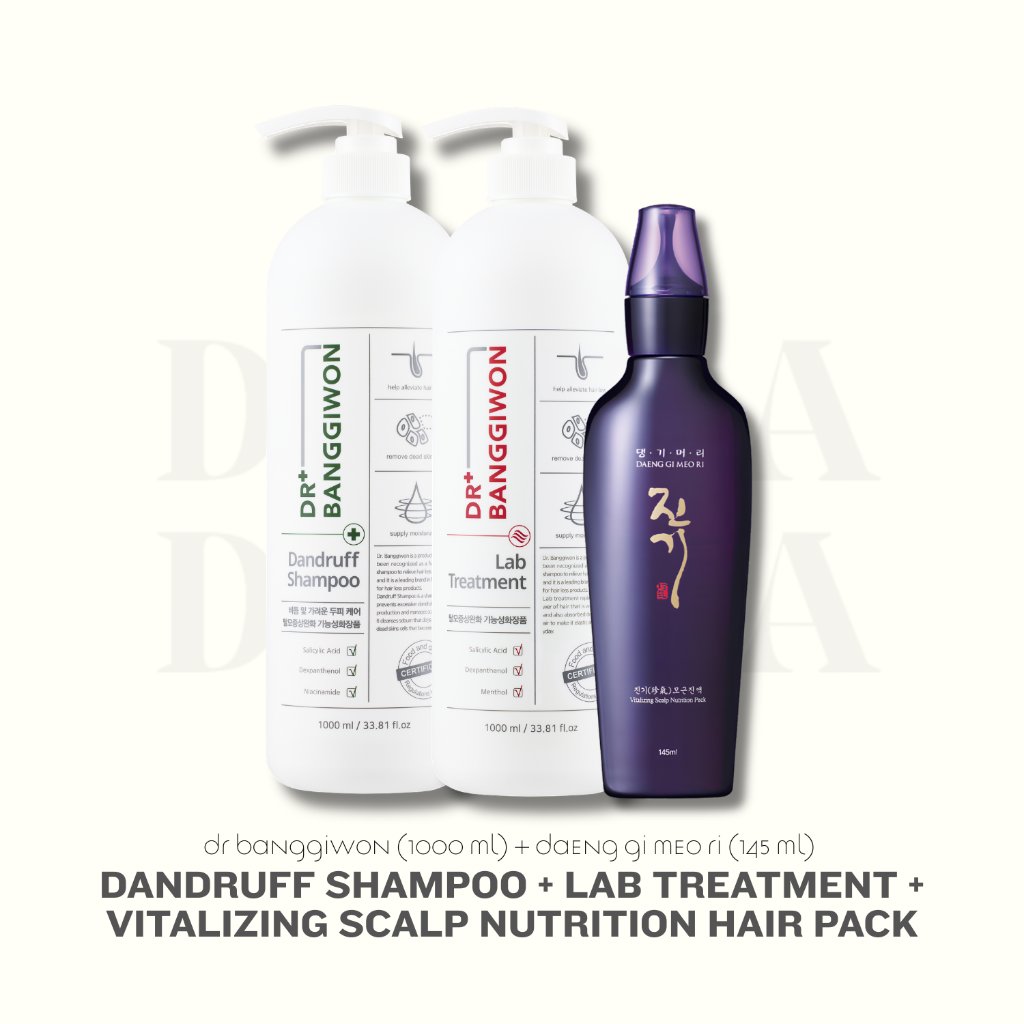 DAMOA - Dandruff Shampoo 1000ml + Lab Treatment 1000ml + Vitalizing Nutrition Hair Pack 145ml - Pake