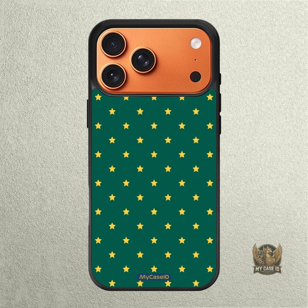 iPhone Case 17 16 15 14 13 12 11 X XR Xs 8 7 6 5 Plus Pro Max Air Softcase Stars on Emerald Green