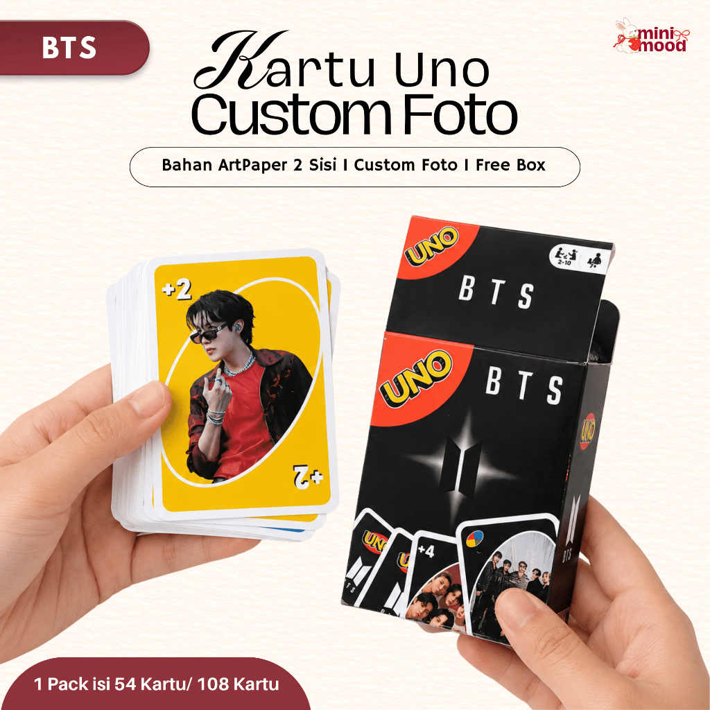 (UNO BTS) Custom Kartu Uno by Minimood.co | Playing Card Photocard Kartu Permainan Flashcard Edukasi